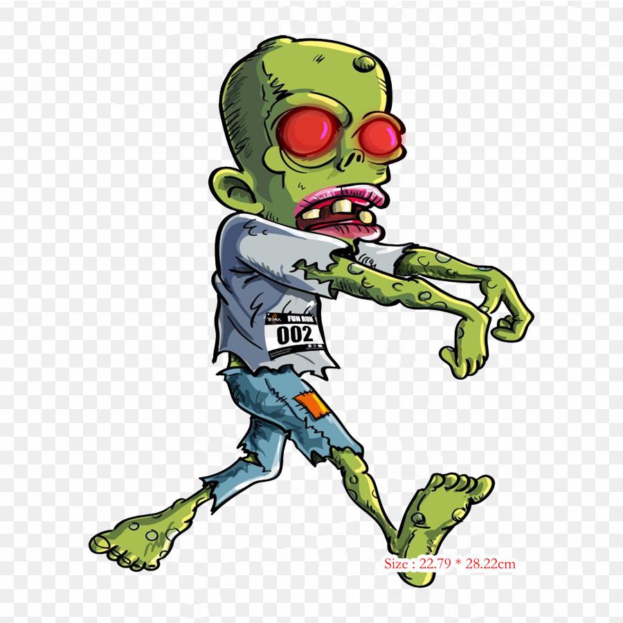 Cartoon Zombie Head Royalty Free Drawing Iron On Heat Transfer Printing Vinyl Patches Sticker for Clothes DIY Appliques Washable Patches