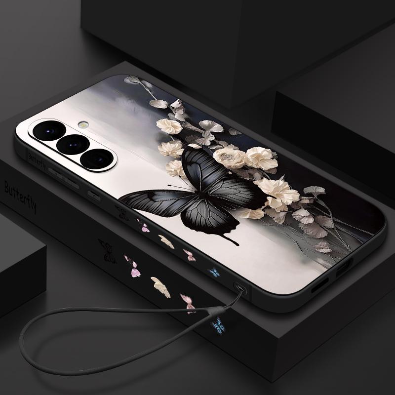 Чехол Ins с рисунком бабочки для Samsung Galaxy S26 S25 Ultra S24 S23 S22 Plus S21 FE A15 A16 A17 A35 A36 A54 A55 A56 5G Мягкая крышка