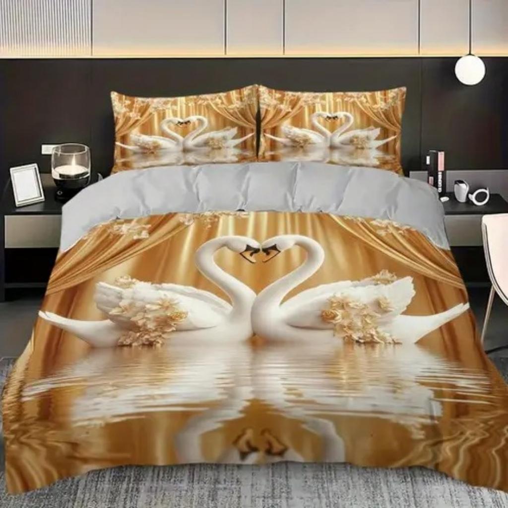 Цвет света Элегантный Белый Лебедь Пододеяльник Размер Квин Кинг Лебедь Жемчуг Комплект Постельного Белья Универсальный для Четырех Сезонов Украшение Комнаты Роскошь