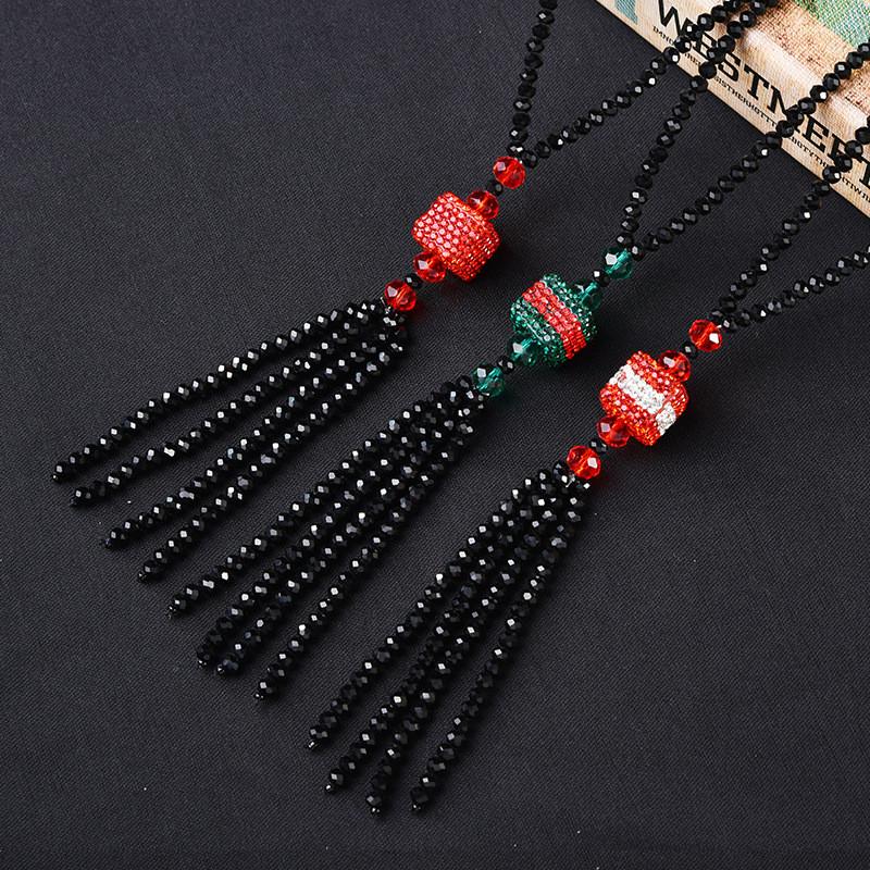 Элегантная хрустальная цепочка-колье для свитера, длинная, универсальный модный аксессуар для женщин