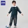 Luomon Boys' Polo Collar Raglan Sweatshirt