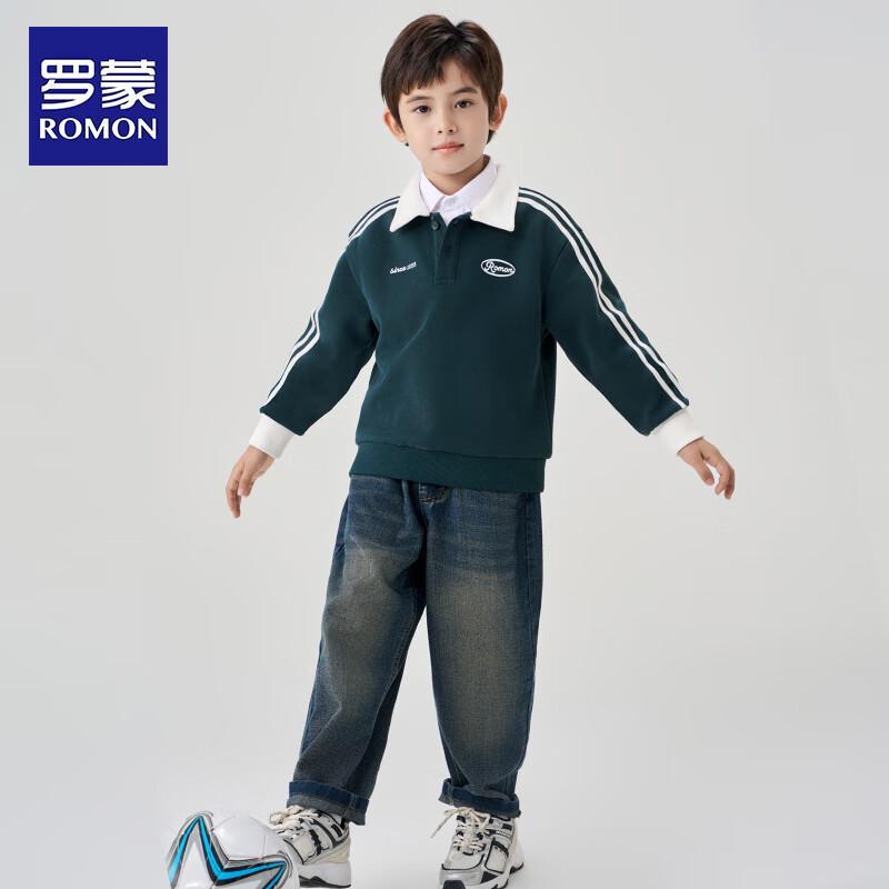 Luomon Boys' Polo Collar Raglan Sweatshirt