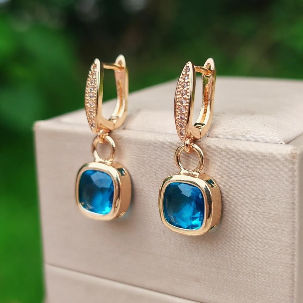 1 пара модных 5-цветных квадратных висячих сережек для женщин с кубическим цирконием, украшения на каждый день, аксессуары для вечеринок