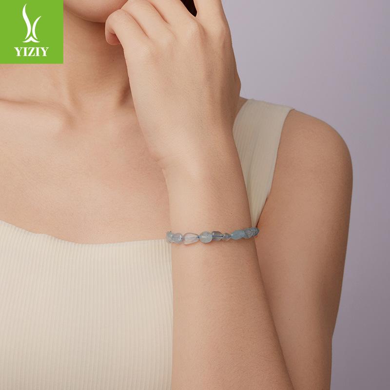 Браслет из синего кристалла Женский Нишевый из стерлингового серебра S925 Браслет на удачу и энергию Ручное украшение