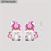 2D Плоские Акриловые Милые Розовые Рождественские Серьги-Подвески в виде Гнома, Подходят в качестве Праздничного Подарка для Женщин, Праздничные Украшения для Вечеринки.