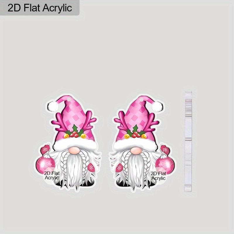 2D Плоские Акриловые Милые Розовые Рождественские Серьги-Подвески в виде Гнома, Подходят в качестве Праздничного Подарка для Женщин, Праздничные Украшения для Вечеринки.