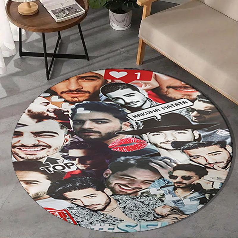 1PC Maluma Fashion Collaboration Round Rug, Non-slip Chair Mat, Home Decor, Circle Carpet Perfect for Office, Bedroom, Living Room,Christmas gift