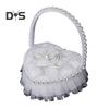 Rhinestone Decor Wedding Ring Pillow Rose Beautiful Wedding Elegant Lace Jewelry Case