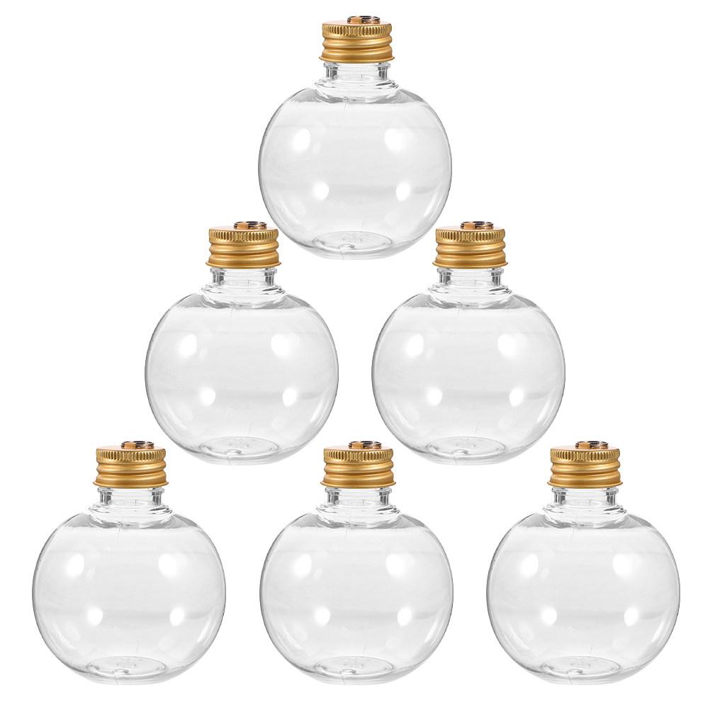 6Pcs Clear Round Hanging Bottles 150Ml Fillable Christmas Bulb Ornaments Gold Cap for Cocktails Juice Or Candy DIY Wedding Party