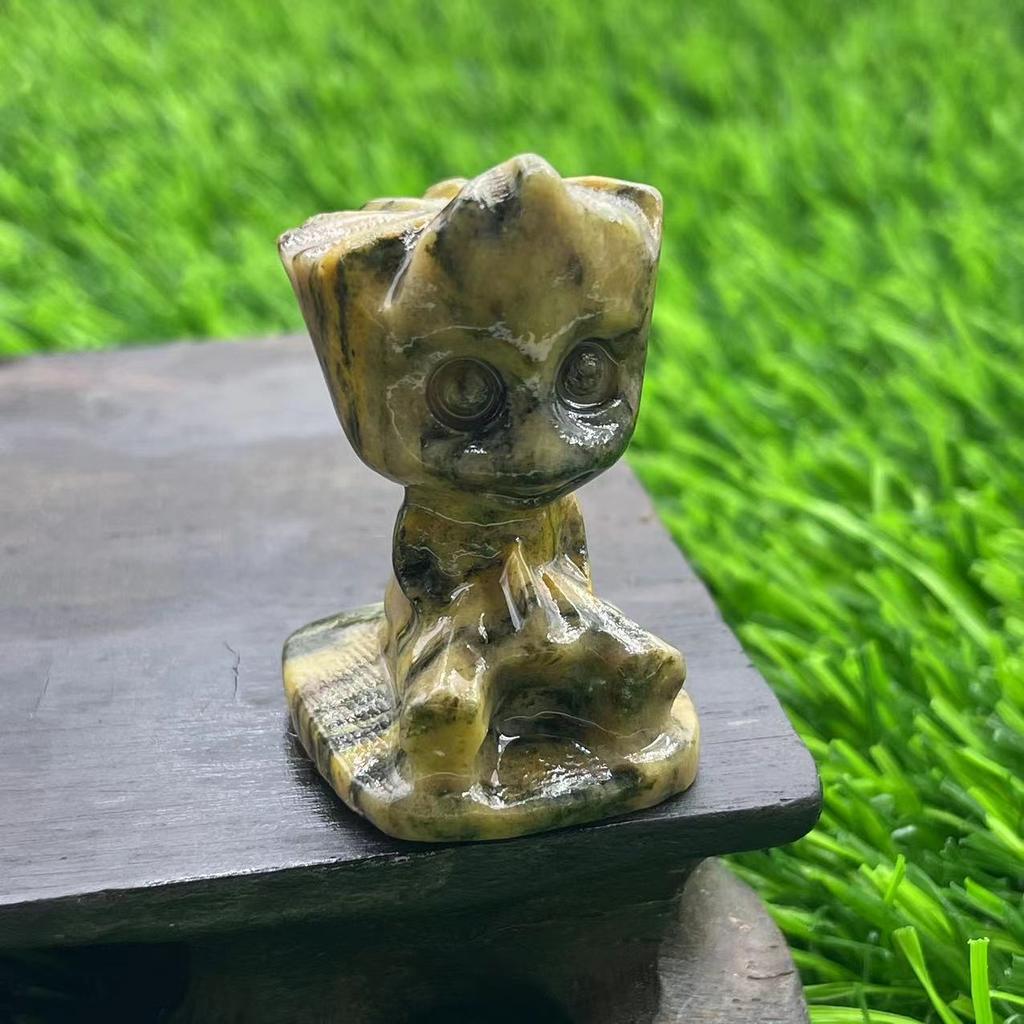 1.5 Inch Small Size Cute Eco-Friendly Crystal Groot Gemstone Carvings Healing Stones Craft Souvenir