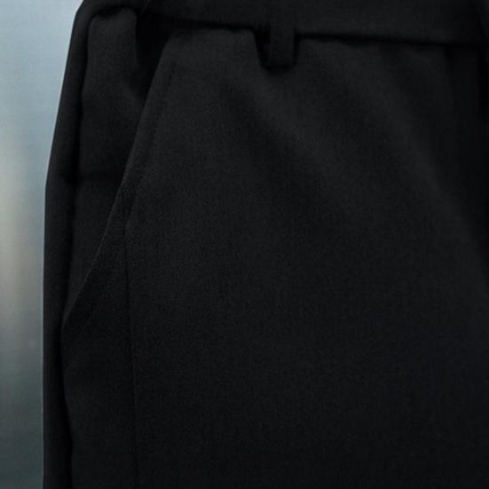 Men Casual Pants Elastic Waist Button Fly Long Pants Pockets Solid Color Fastener Tape Cuffs Tennis Sports Style Trousers