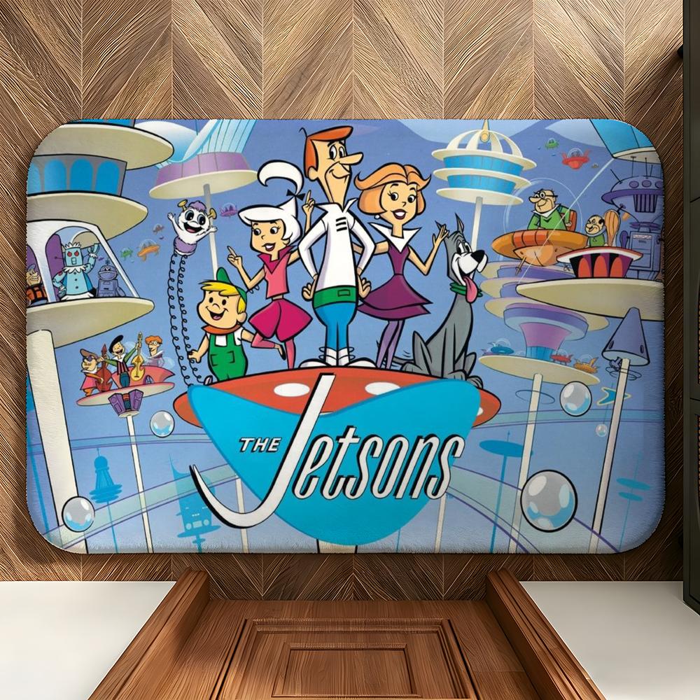 Cartoon T-The J-Jetsons Floor Mat Soft Flannel Floor Mat Suitable for Entryways, Living Rooms, Bedrooms, and Bathrooms