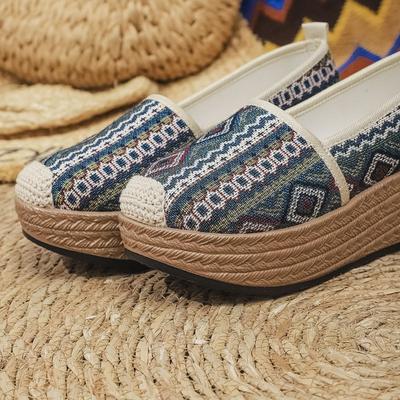 Осенние женские туфли-пэчворк в этническом стиле с толстой подошвой и бисквитными пирожными для спортивных женщин