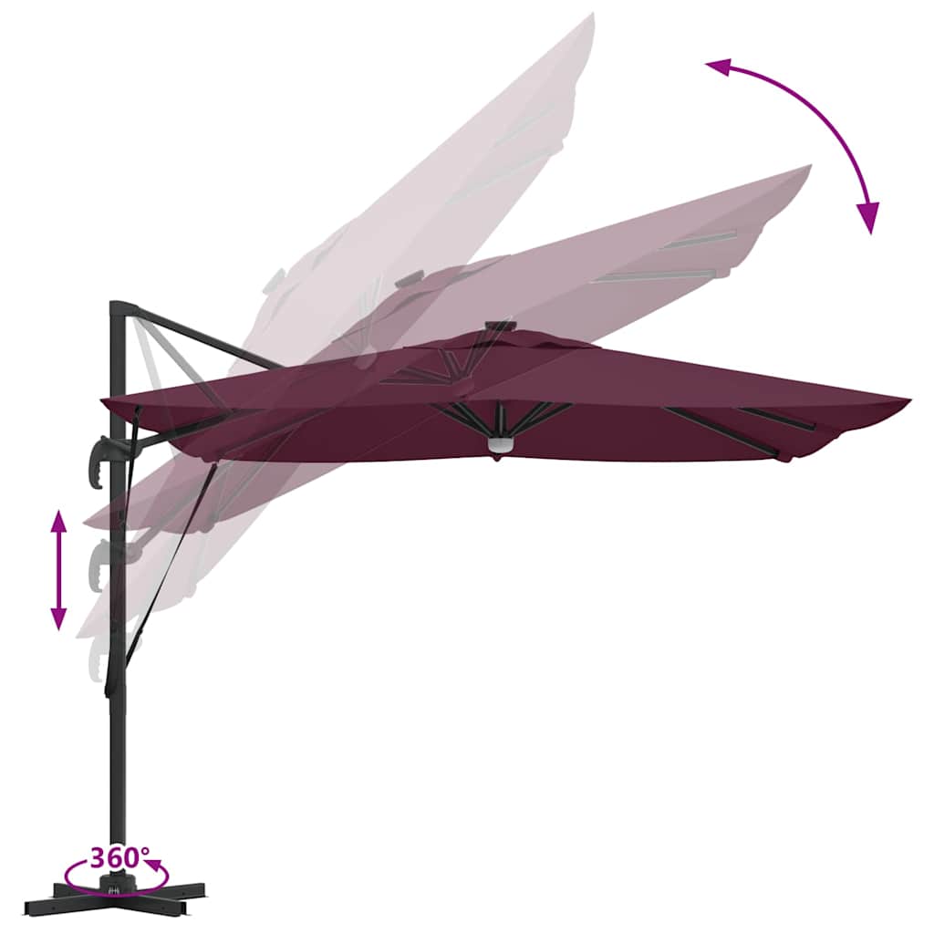 Roma Parasol Red 286 x 284 x 270 cm Aluminium and Polyester