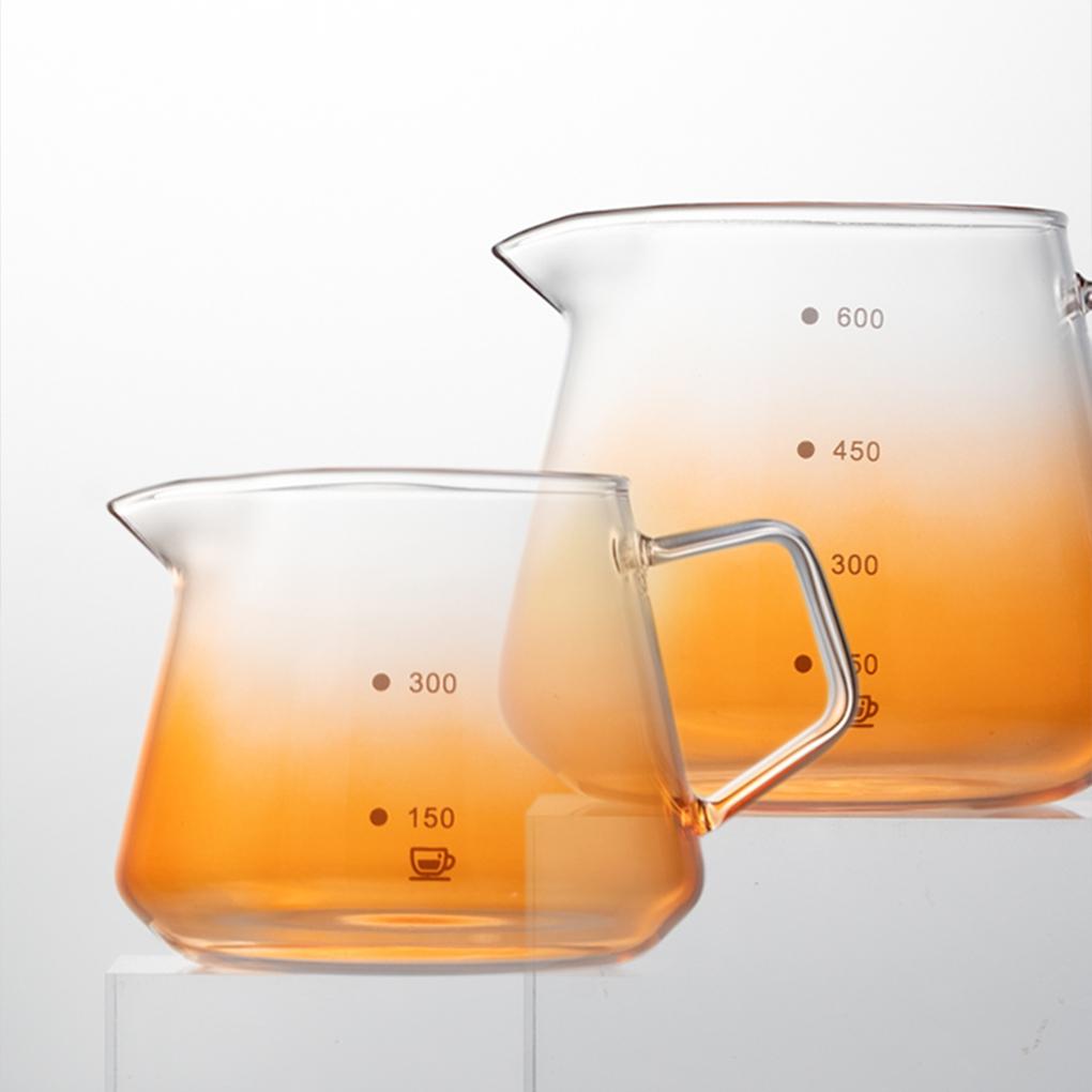 Glass Coffee Server 600ml Iced Tea Water Beverage Pour Over Dripper with Scale Household Office Bar Pot Kitchen Drinkware