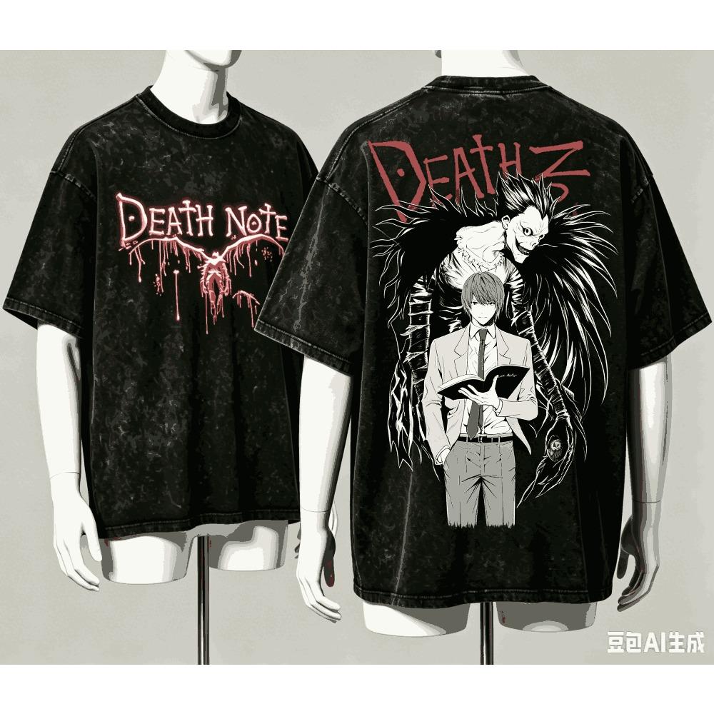 DEATH NOTE Washed T-shirt 2026 New Model personality Clothes shirt Year round clothing Retro Fashion Vintage Loose gift