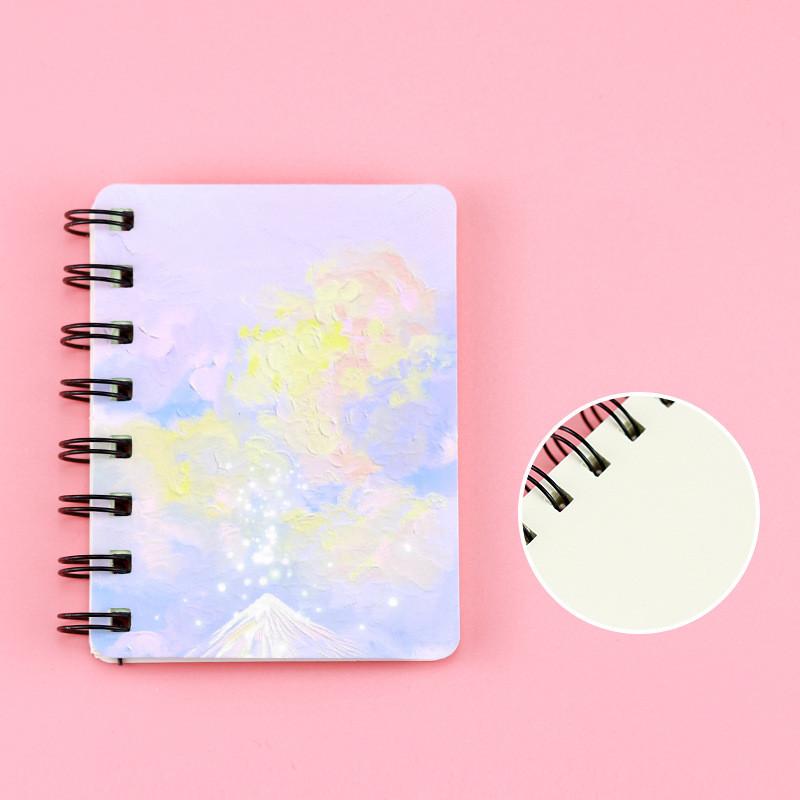 1 шт., маленький A7 эстетический блокнот для детей, масляная живопись, пейзажные блокноты со сценарием, портативный карманный блокнот для скрапбукинга