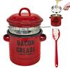 Bacon Grease Container with Strainer Scraper 46oz Ceramic Grease Saver 46oz Retro Lard Pot Cooking Up Fat Catcher