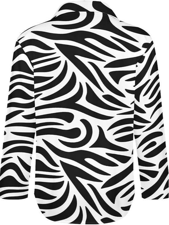 Женская ретро-рубашка с принтом зебры и воротником, свободный топ с рукавом три четверти, модная, Осень/Зима 2026.