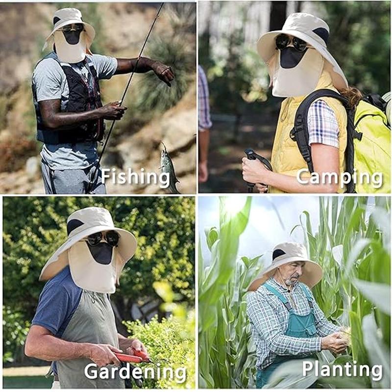 Summer Sun Hats UV Protection Outdoor Hunting Fishing Cap for Men Women Hiking Camping Visor Bucket Hat Neck Flap Fisherman Hat