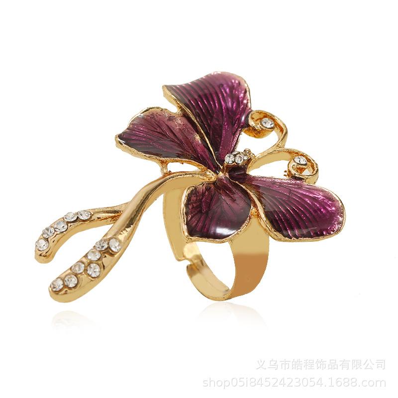 Simple retro ethnic style fashion creativity adjustable ring temperament trend butterfly drip oil ring