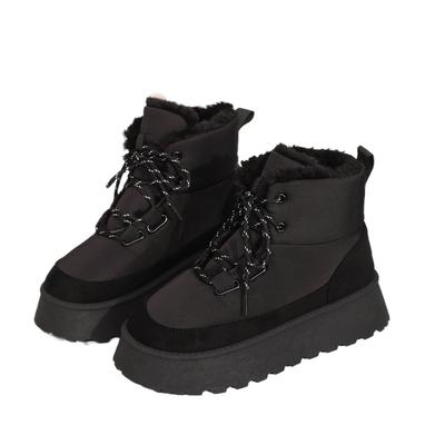 Новые зимние женские ботинки с круглым носком и толстой подошвой, модные, повседневные, удобные, теплые, хлопковые, женские 41