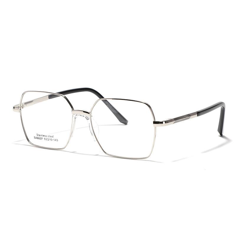 Очки Металлическая оправа Плоское зеркало Седловидные носоупоры Крупная оправа Квадратные очки Женские Простые зеркальные Литературные и Ретро