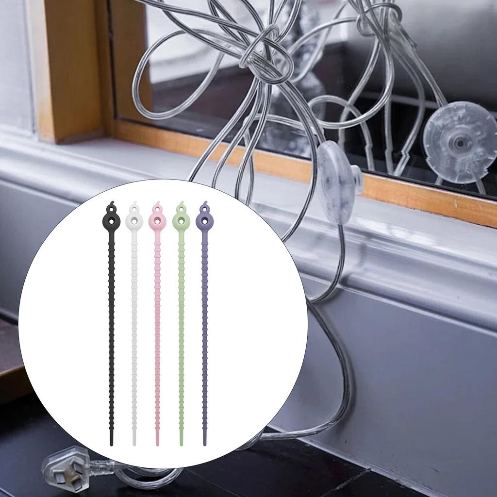 5 шт. силиконовых кабельных стяжек, многоразовые резиновые стяжки, многоцелевые эластичные органайзеры для проводов, инструмент для уборки резиновых шнуров