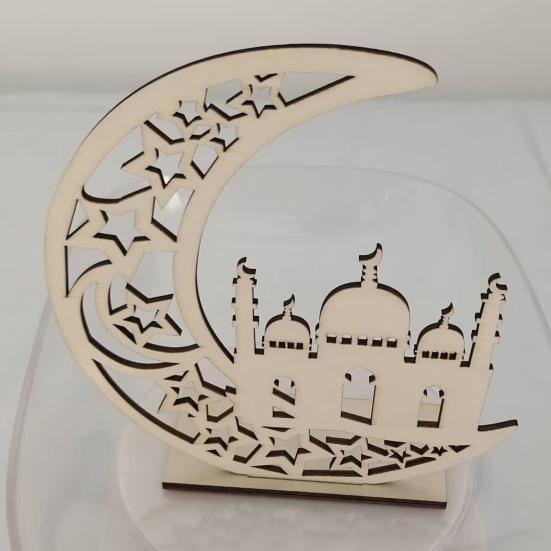 Деревянное украшение Ид, выдолбленное луна, звезда, исламская вечеринка, настольный декор, Ид Мубарак, знак для каминной доски, обеденного стола, книжной полки