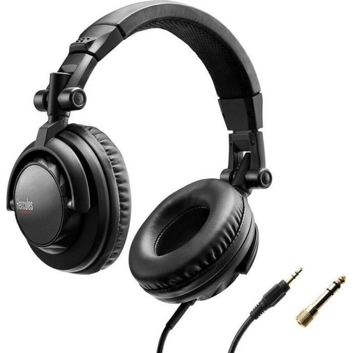 HERCULES HDP DJ45 - High-performance DJ Headphones - Foldable - Swiveling Earcups - 2m Cable - 60 Ohms Impedance - Black