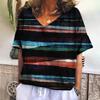 Vintage Women's T-Shirt 3d Striped Print Pullover Casual Street V Neck Tops Tees Summer Fashion Oversized Tshirt Lady Clothing