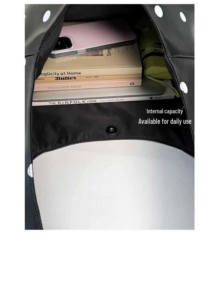 Корейская ретро-сумка-тоут на плечо в горошек: Большой, Модный, Универсальный, Простой дизайн