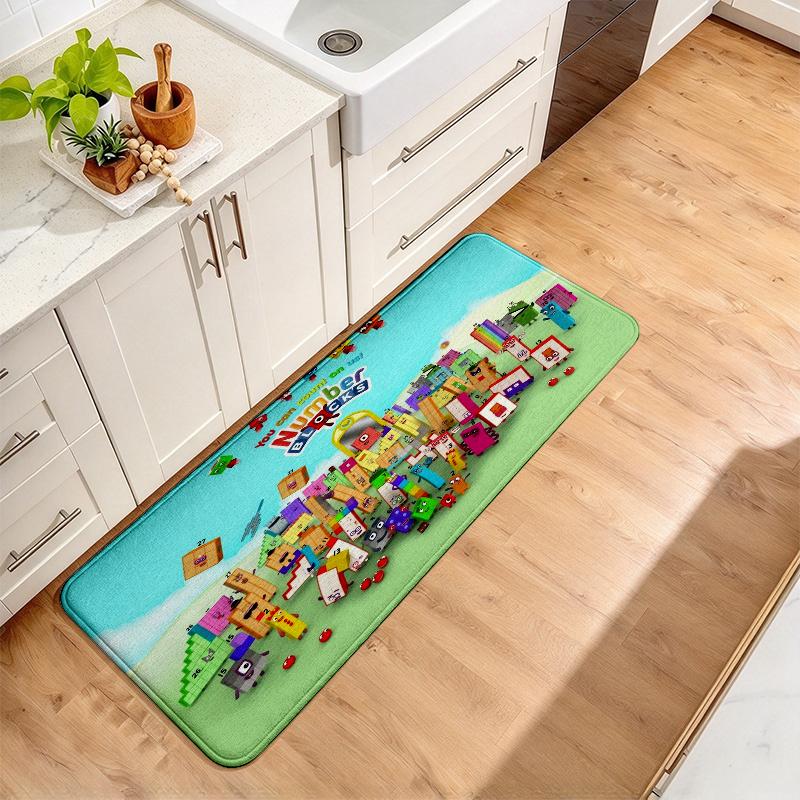 Numberblocks Flannel Kitchen Mat Christmas Soft Area Rug Non Slip Floor Carpet Home Decoration