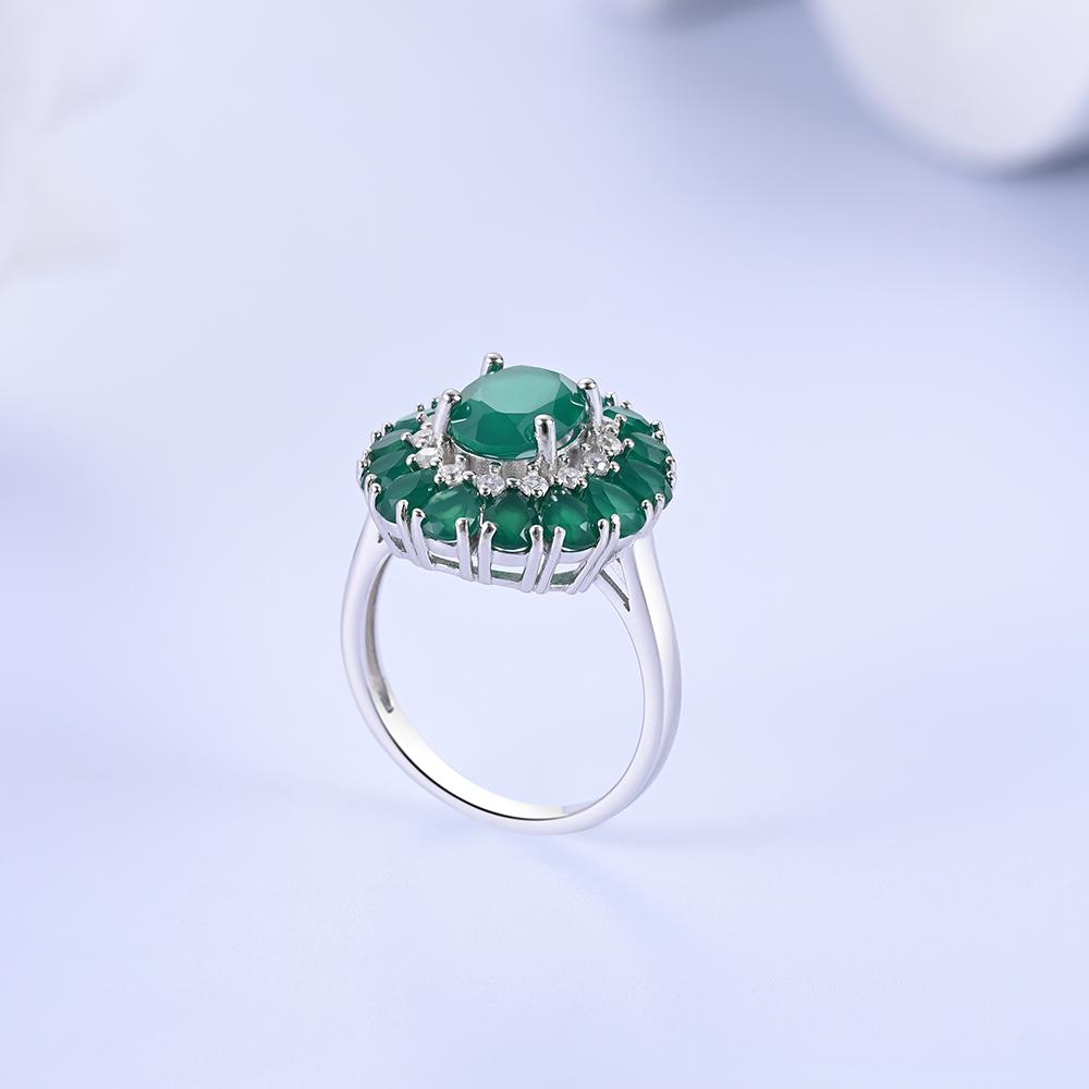 Модное потрясающее серебряное кольцо S925, натуральный зеленый агат, успокаивающий драгоценный камень, свет, роскошные украшения для женщин, помолвка, банкет, фестиваль, подарок