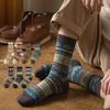 1 пара мужских носков хлопок осень и зима утолщенные теплые ретро этнический стиль двухслойные носки средней длины