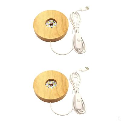 2 шт. Круглая подставка-дисплей для лампы USB для кристаллов, стекла, ювелирных изделий