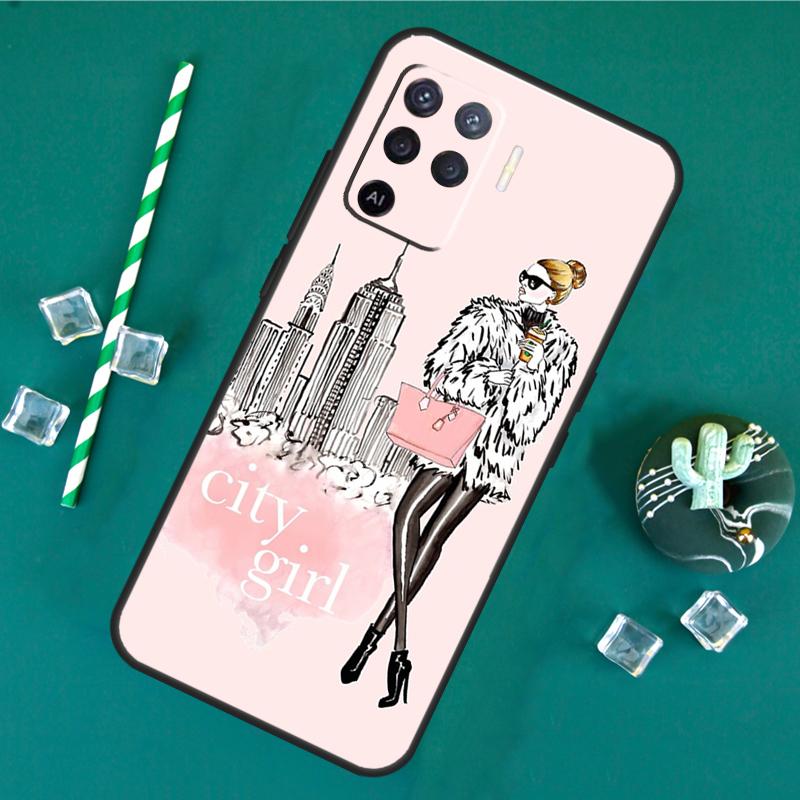 Городской Модный Чехол Для Телефона Девушки Для Oppo A18 A38 A58 A78 A98 A40 A60 A80 A91 A15 A17 A74 A94 A54 A57S A16 A76 A96