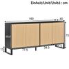 Sideboard Shoe Cabinet Vertically Grooved 4 Swing Doors Height-Adjustable Shelves Black Carcass Hallway Dining Room Living Room Storage Cabinet