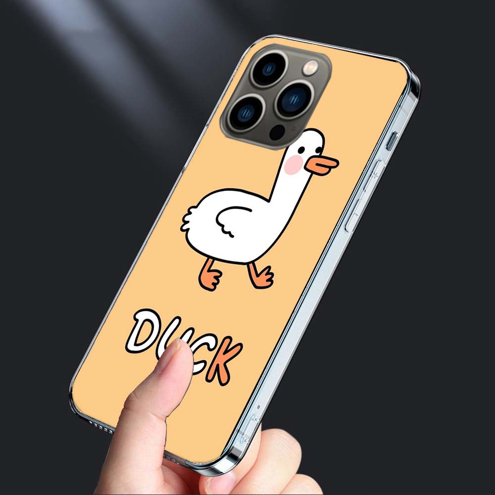 Милый Мультяшный Утенок Чехол для Телефона Для Iphone 16E 15 Pro 14 Plus 17E 16 17 Pro Max Air 11 12 13 Mini Ударопрочный Capa Милый Чехол TPU