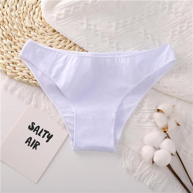 FINETOO Low Waist Cotton Panties Sexy Female Underpants Solid Breathable Comfortable Women Underwear Ladies Pantys Lingerie M-XXL