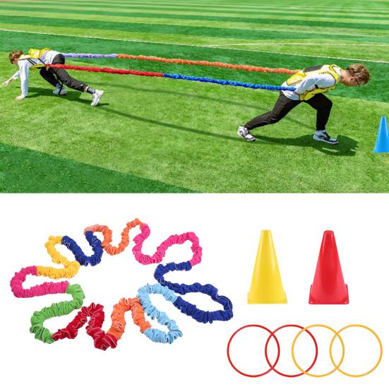 Kids Outdoor Toys Elastic Rope Throwing Ring Game 2-4 Players Elastic Cord Pull Rope Toy for Teenagers Adults Group Activities Birthday Parties