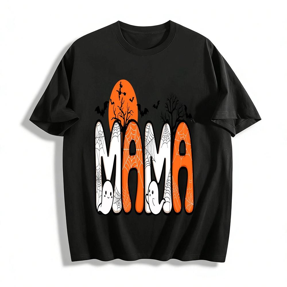 Повседневная футболка с принтом MAMA на тему Хэллоуина, 100% хлопок