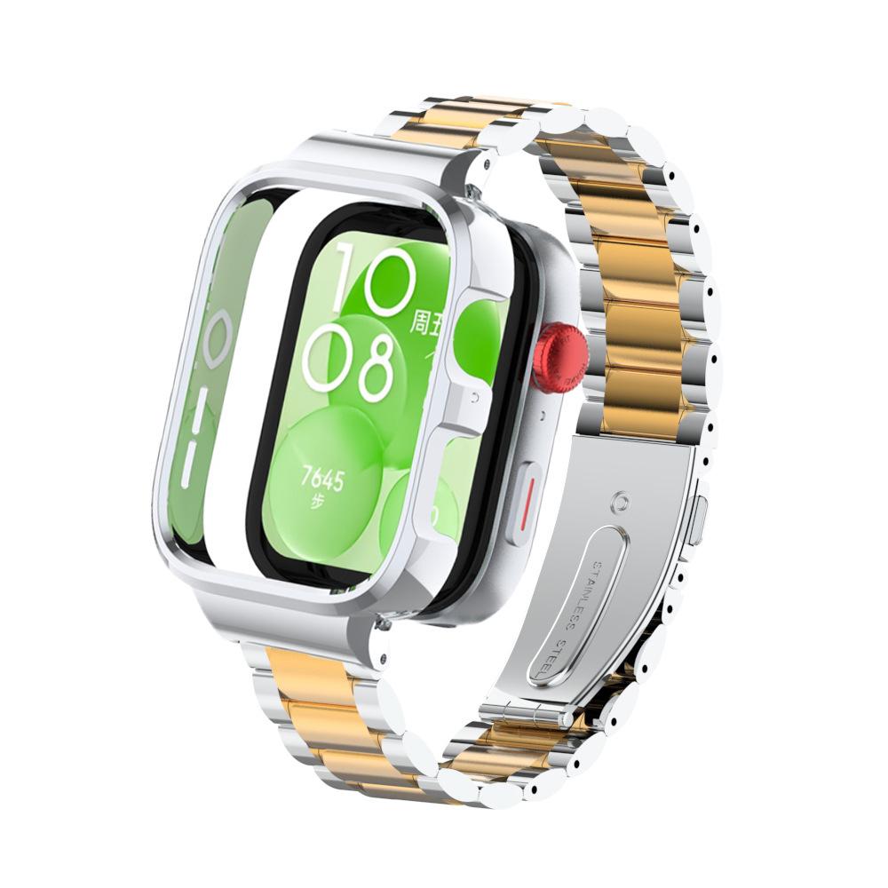Защитный чехол из нержавеющей стали для смарт-часов Huawei Watch Fit 3, металлический браслет для huawei watch fit3 Band+Protect Cover