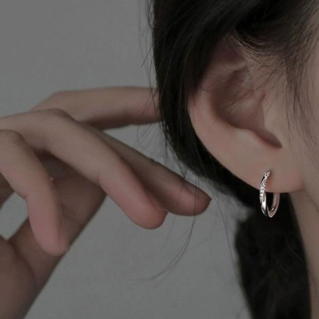 Women's Niu Ring One-Touch Silver Daily Earrings