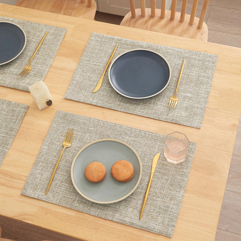 2pcs Scandinavian Ins Style Linen Solid Colour Placemats Fabric Heat Insulation Table Mats Western Food Coasters Napkins