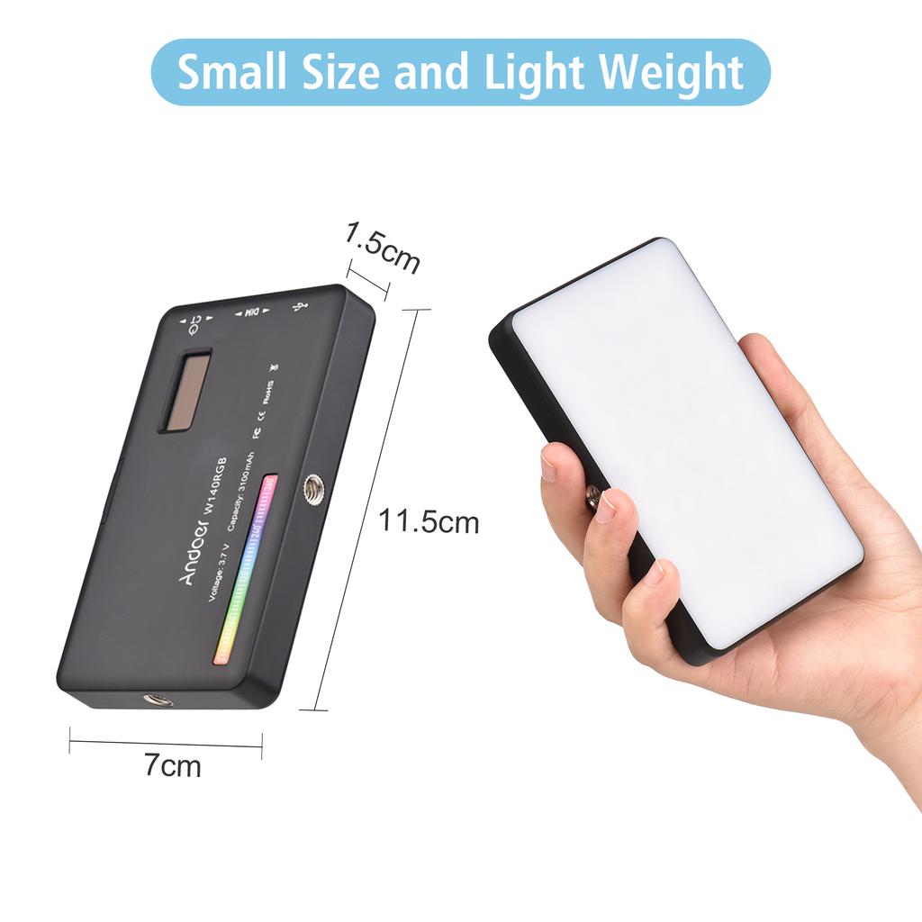 Andoer W140RGB Карманная клипса RGB для видеосъемки, заполняющая лампа для мобильного телефона, планшета, компьютера, видео