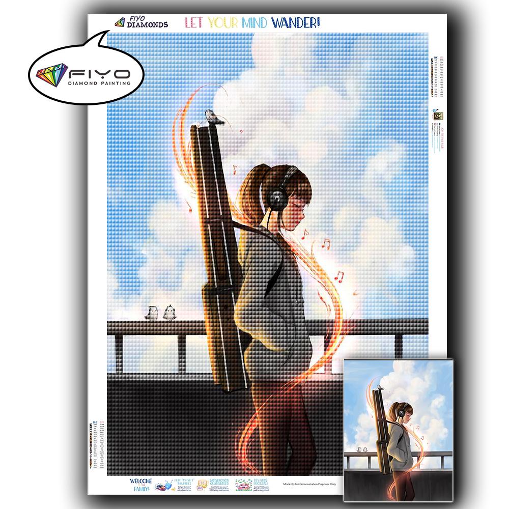 Diamond Painting Full Drill Square Anime Girl Diamond Embroidery Cross Stitch Portrait Mosaic Kitchen Needlework Home Decor