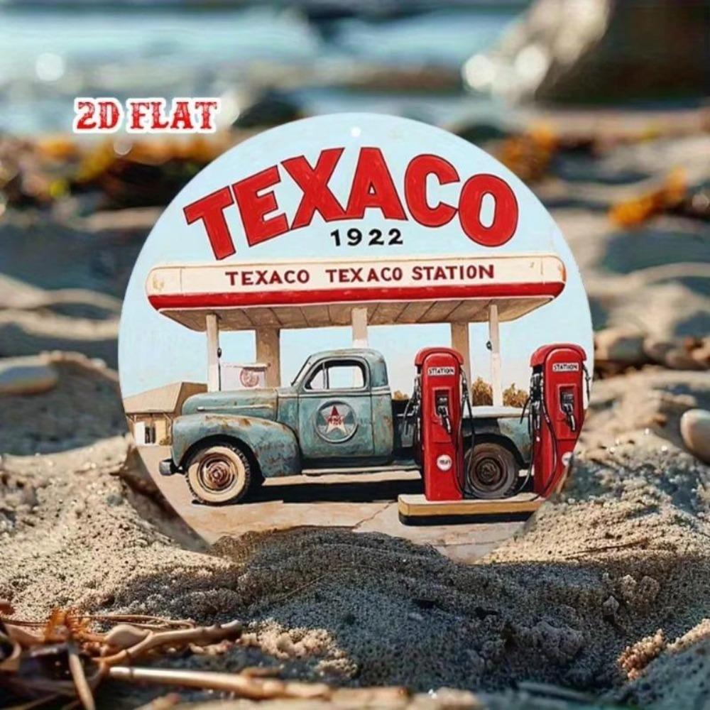 Винтажная металлическая жестяная вывеска Texaco Retro Грузовик Настенный Декор 7,87 Дюйма Круглая