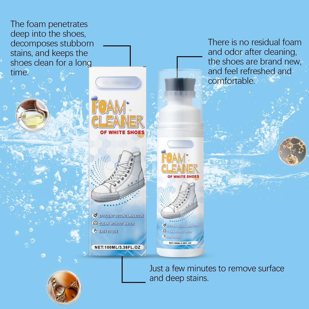 Средство для чистки обуви белого цвета, пена для сухой чистки, средство для чистки спортивной обуви, пена для чистки обуви без воды, 100 мл