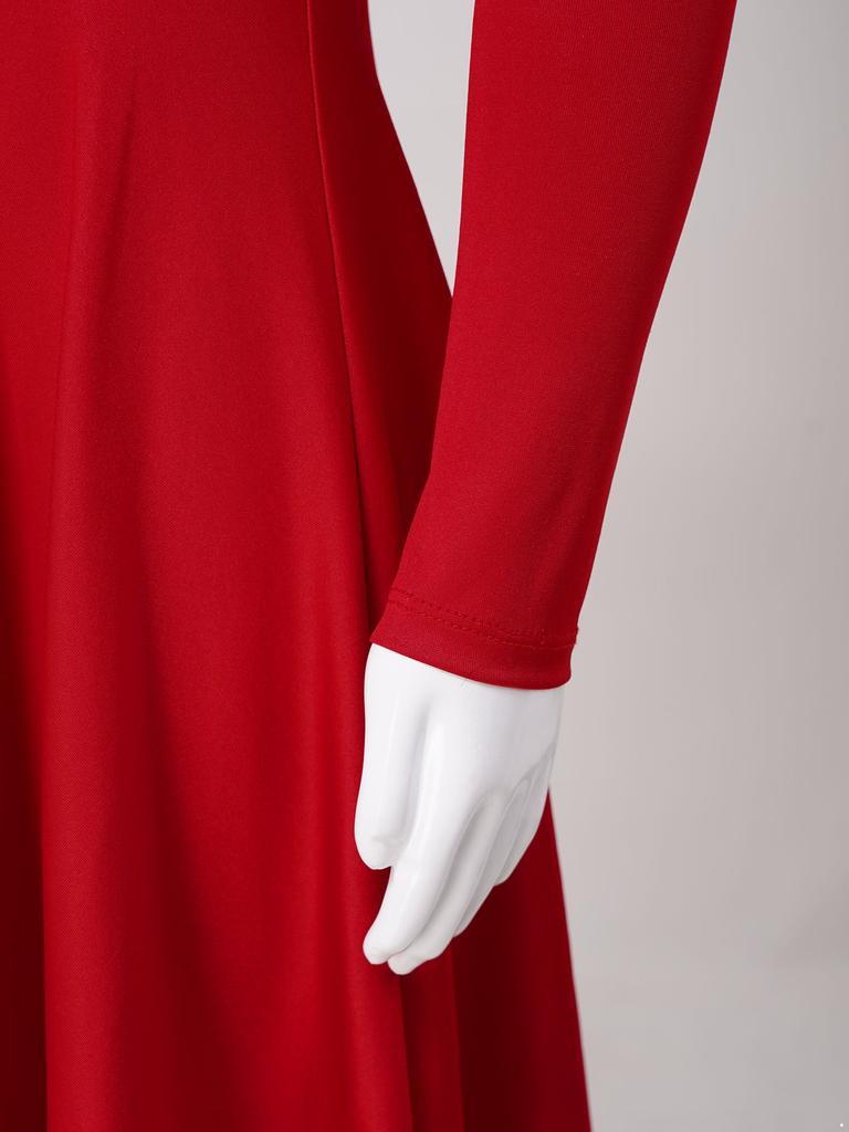 Платье для церковного выступления для девочек, металлическая лоскутная работа, воротник-стойка, длинный рукав, асимметричный подол, контрастный цвет, одежда для богослужения